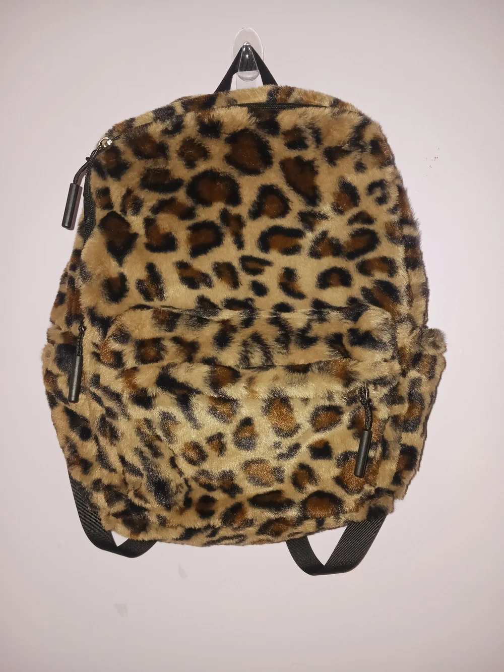 New Faux Fur Leopard Print Backpack